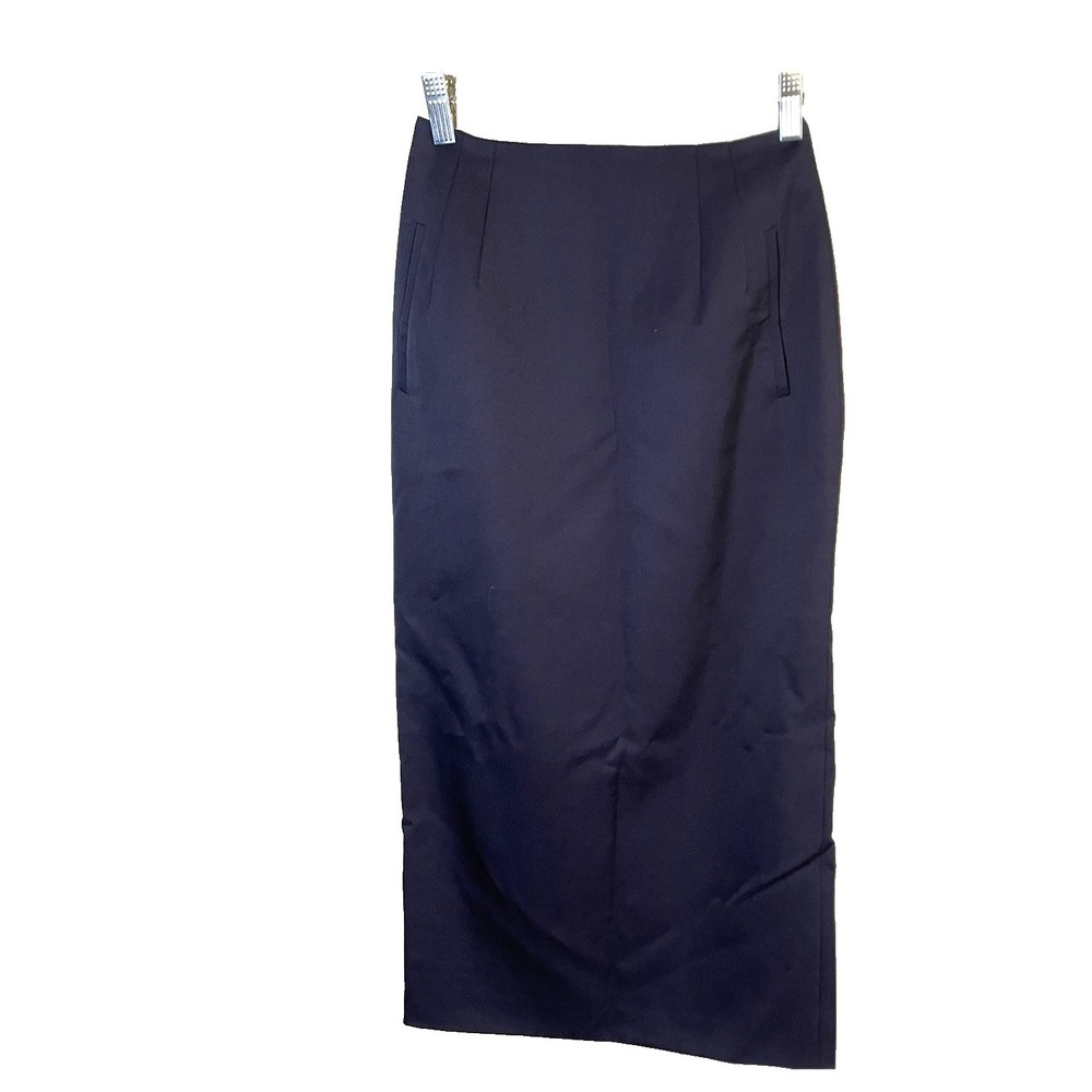 VTG‎ Liz Claiborne Pencil Skirt 4 WOOL Navy Blue Work Career Office Business